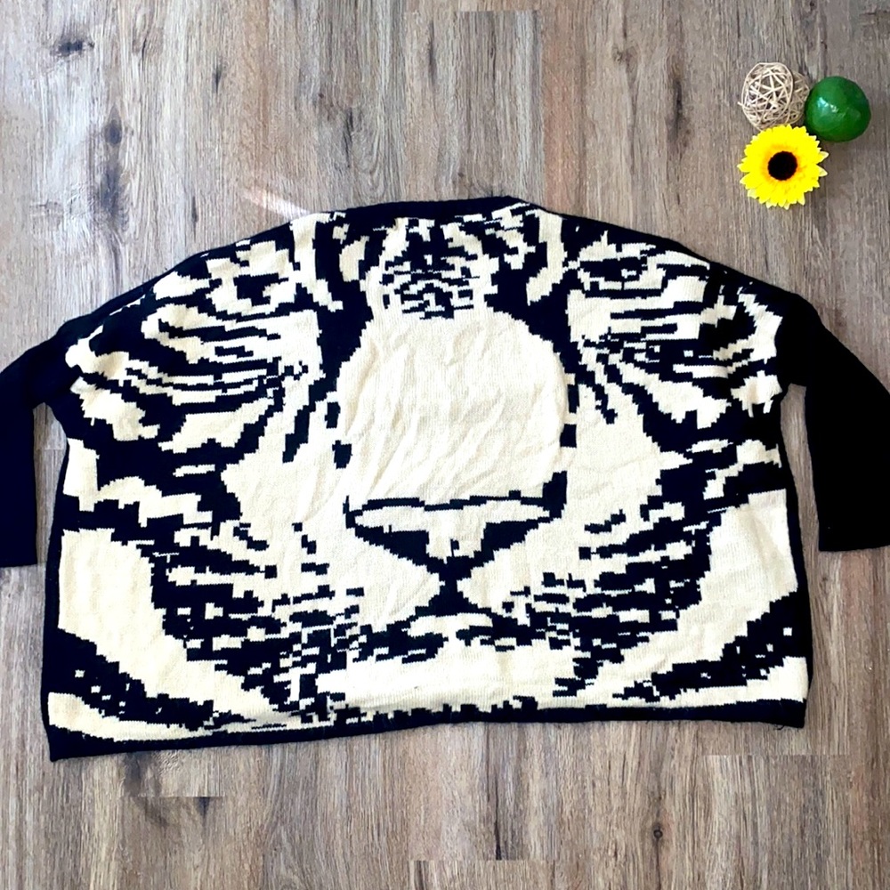 Abstract Tiger Trendy Oversized Boxy Cropped Sweater